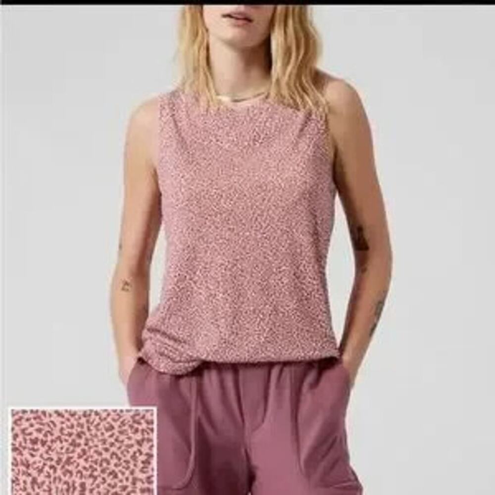 Athleta Breezy Pink Animal Print Tank Top size Small